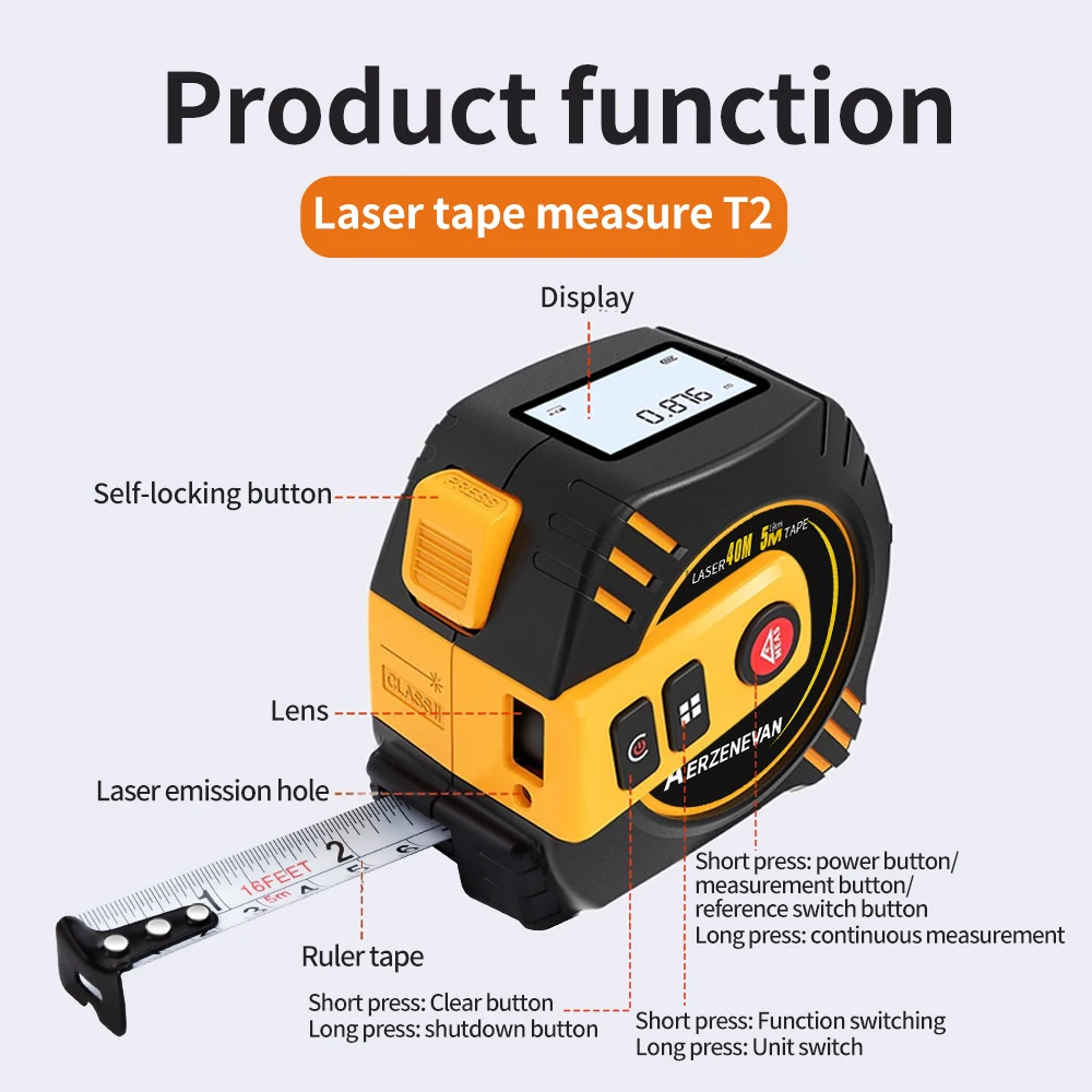 80m Laser Tape Measure Tape Me - Industrial Laser Sensor ulasan dan harga