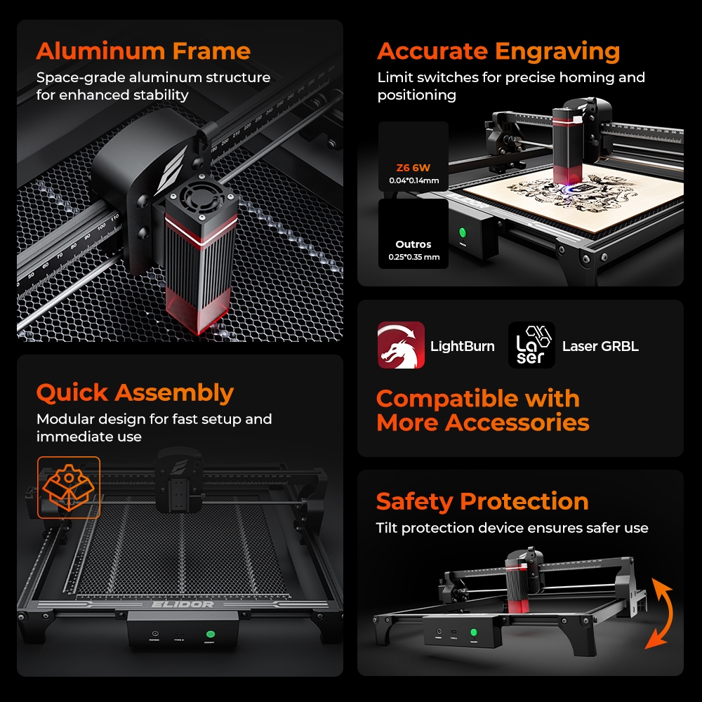 ELIDOR Z6 6W Laser Engraver an - Industrial Laser Diode ulasan dan harga